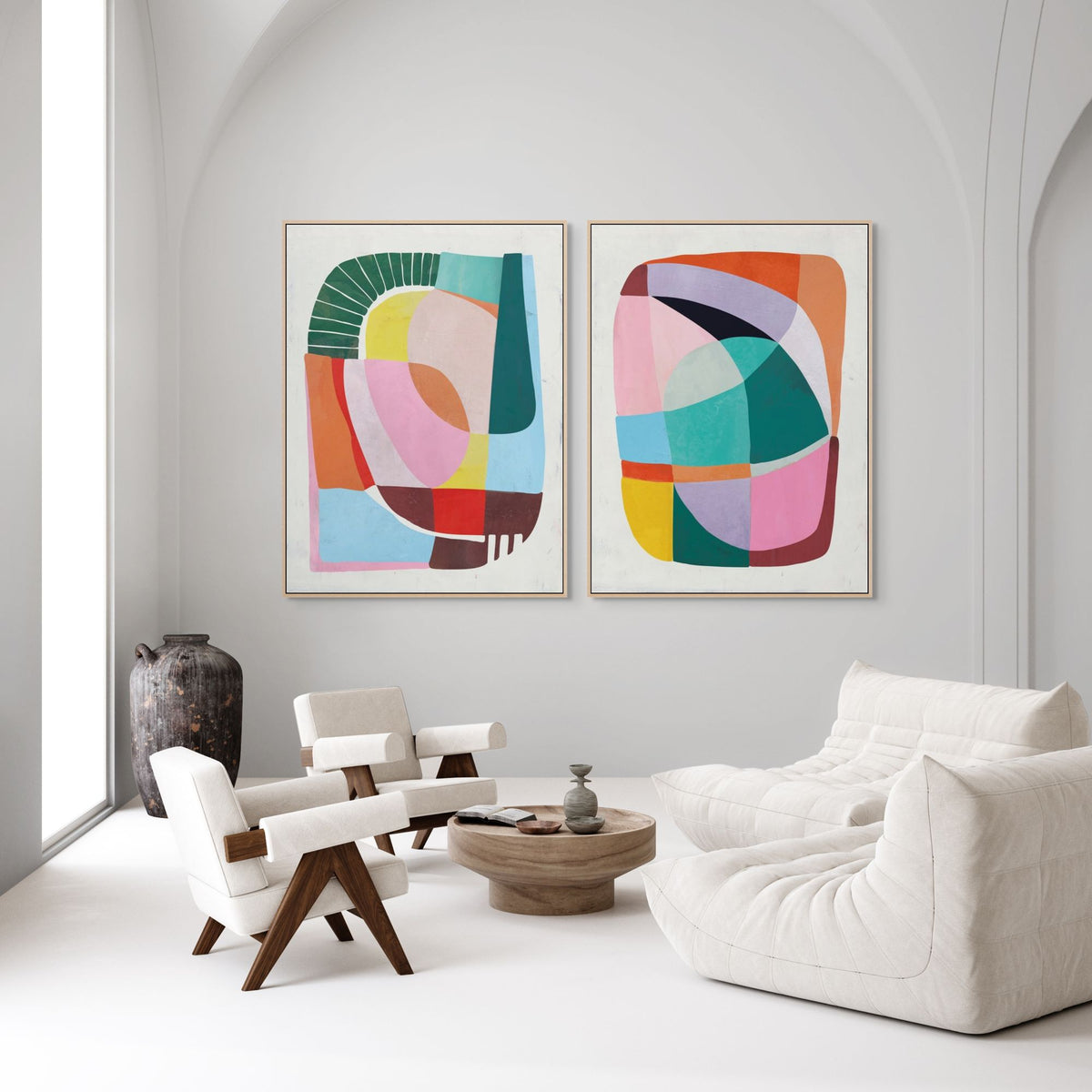 Vibrant Abstract Shapes II | Framed Canvas