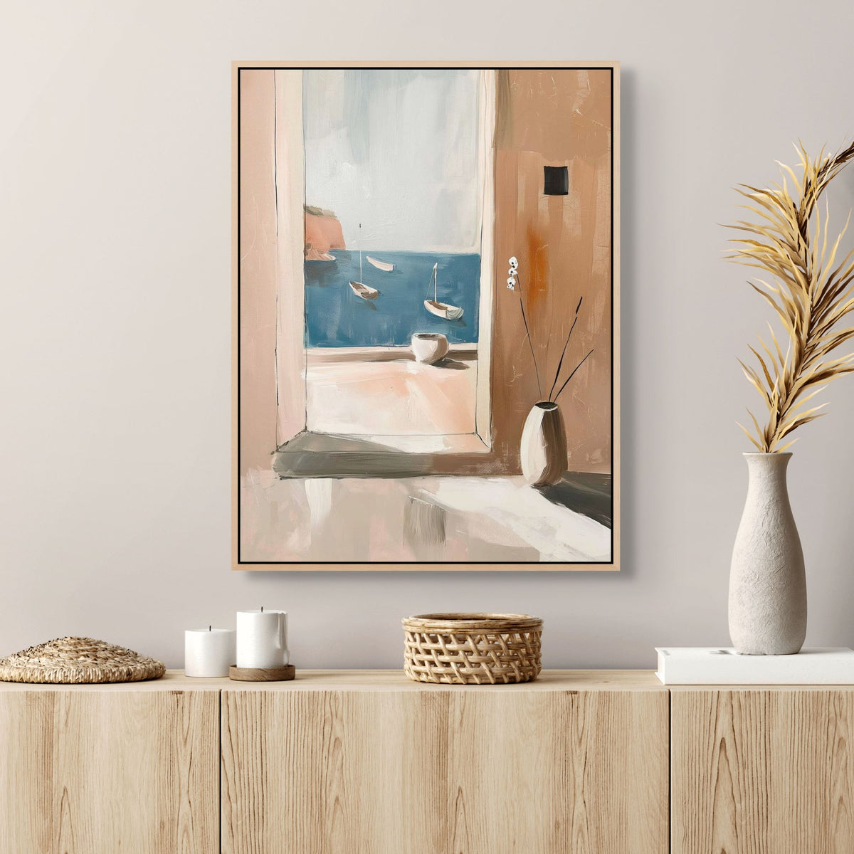 Watching the bay | Framed Canvas