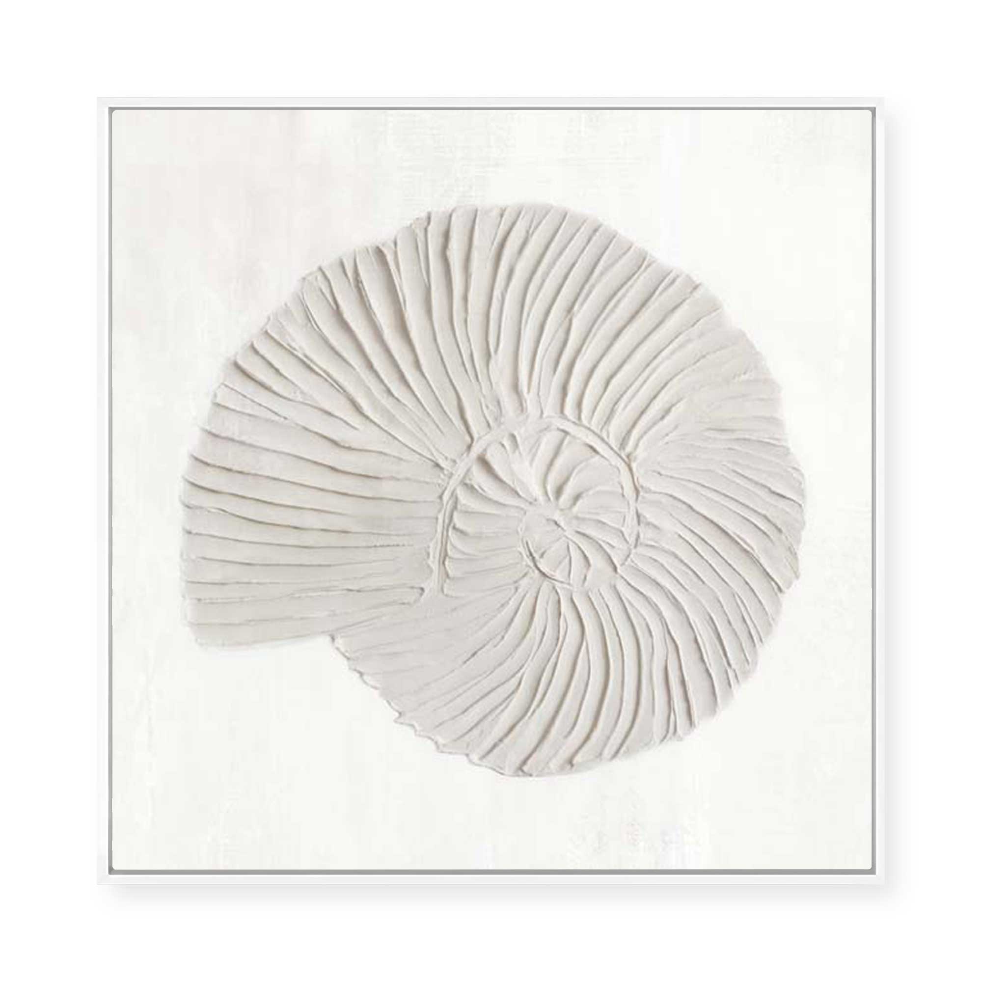 White Textured Shell II | Framed Canvas