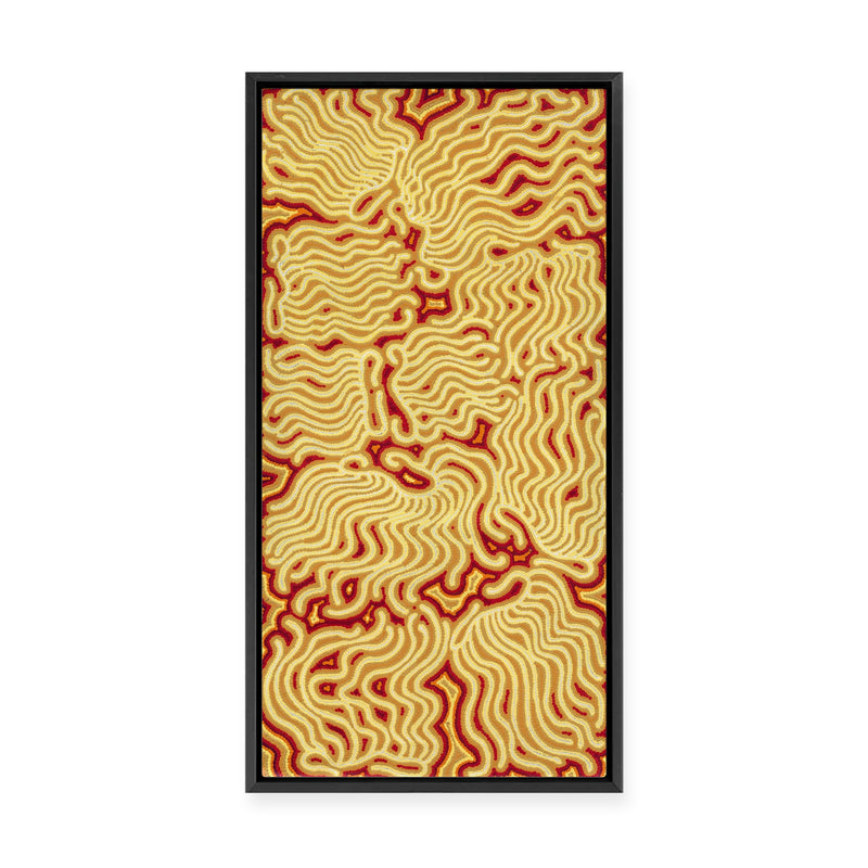 Majardi Jukurrpa (Hairstring Belt/Skirt or Tassel Dreaming) – Mina Mina No.3 | Framed Canvas Print