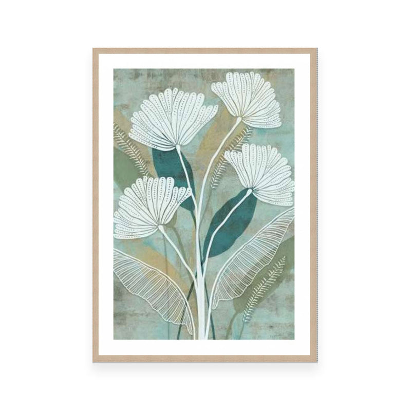 White Linear Floral III