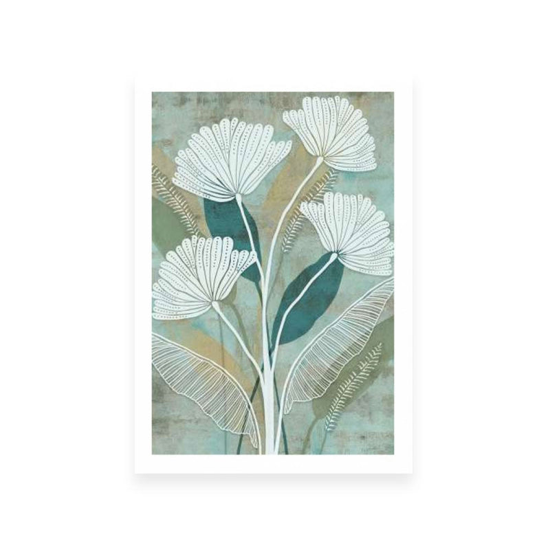 White Linear Floral III